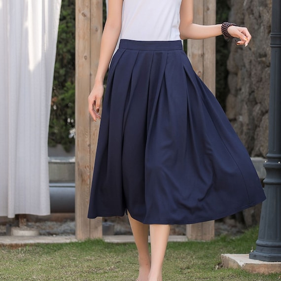 Vintage Inspired Swing Linen Skirt 2877 Vintage Inspired Swing Linen Skirt 2877