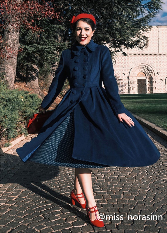 1940s Dark Blue Wool Princess Coat, Double-breasted Long Wool Coat, Mod Maxi Coat, Winter Coat Women, Swing Coat, Stylish Wool Coat 1971 - Etsy 1940s Dark Blue Wool Princess Coat, Double-breasted Long Wool Coat, Mod Maxi Coat, Winter Coat Women, Swing Coat, Stylish Wool Coat 1971 - Etsy