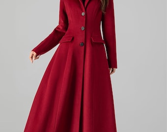 Wool Coat Women, Winter Coat, Long Jacket,high Collar Coat