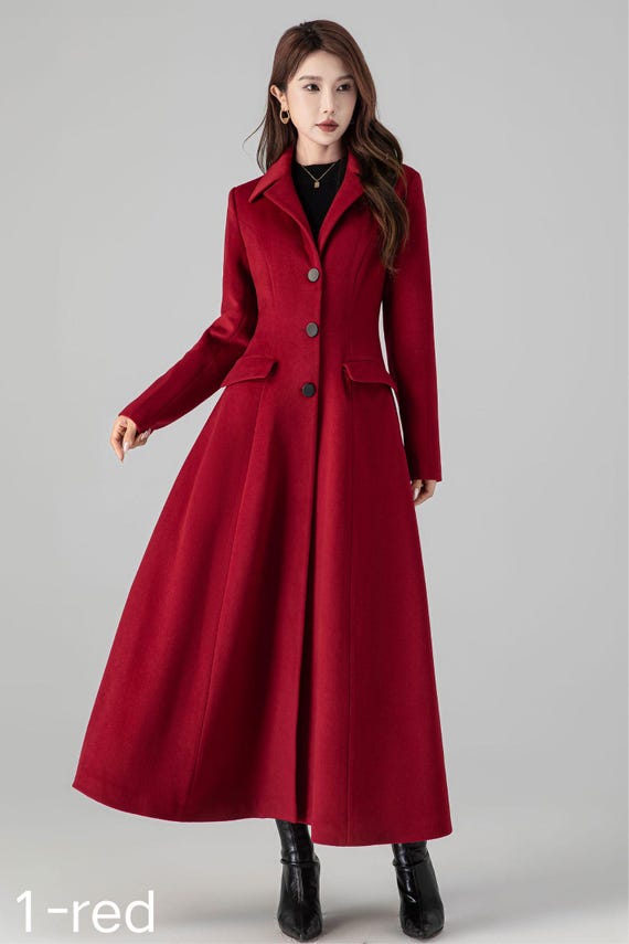 Red Long Winter Wool Trench Coat 4512 Red Long Winter Wool Trench Coat 4512