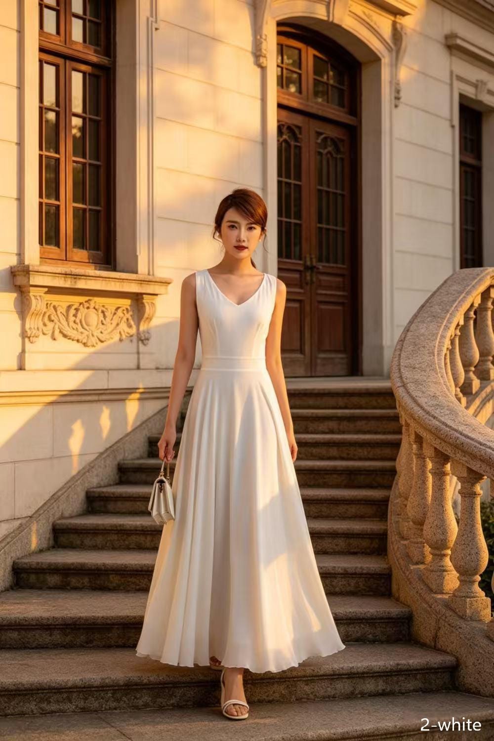 Gray Chiffon Maxi Dress, Sleeveless Fit and Flare, Custom