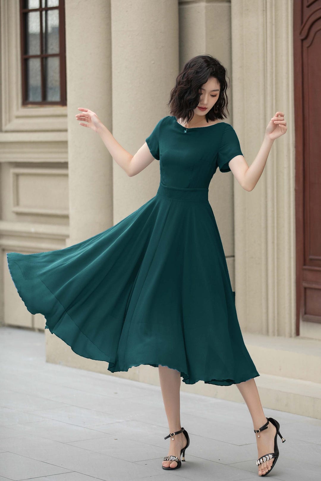 purple dress for fall wedding guest Colette Sweetheart Midi Dress