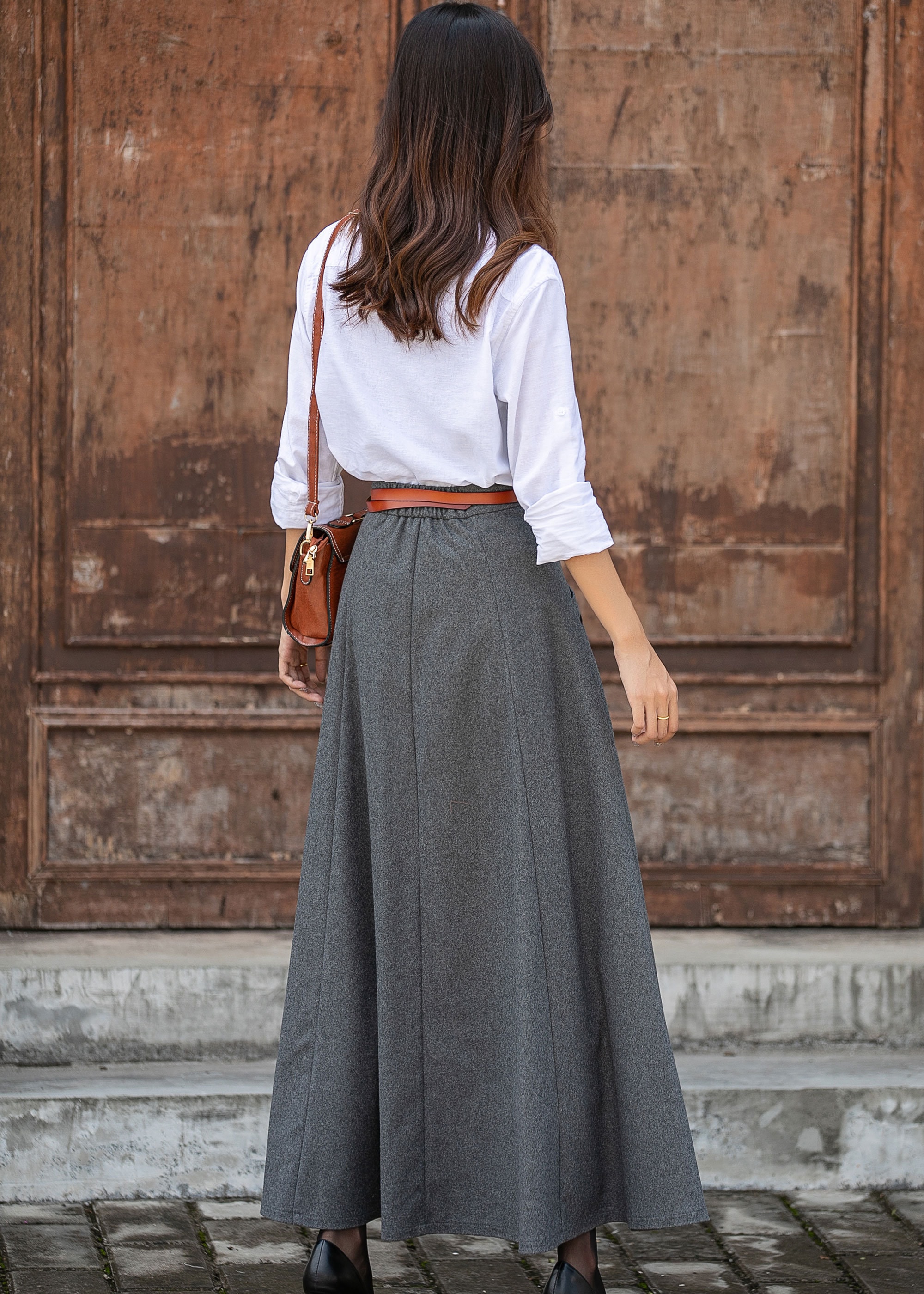 Long Wool Skirt, A-line Wool Maxi Skirt, Wool Skirt Women