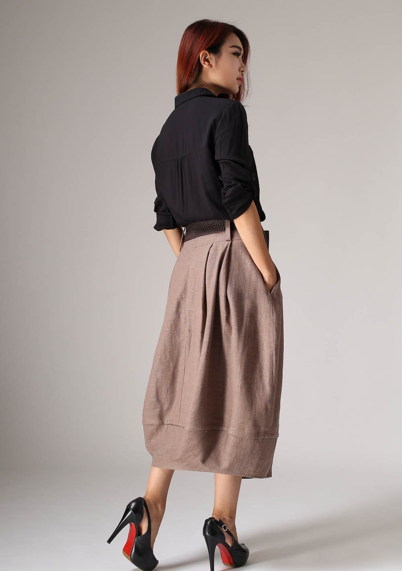 Linen Midi Skirt Linen Skirt Women Brown Skirt Womens Etsy UK