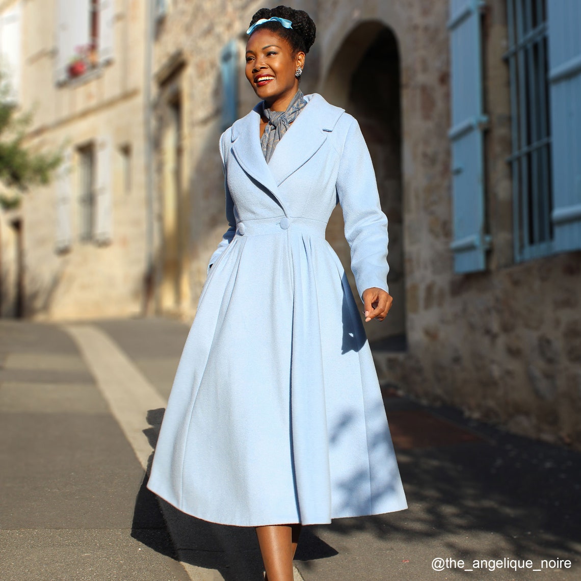 1950s Vintage Inspired Wool Coat Wool Princess Coat Blue - Etsy