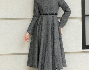 レディース Ameri ⭐︎ LONG COAT LIKE BELT DRESS グレー