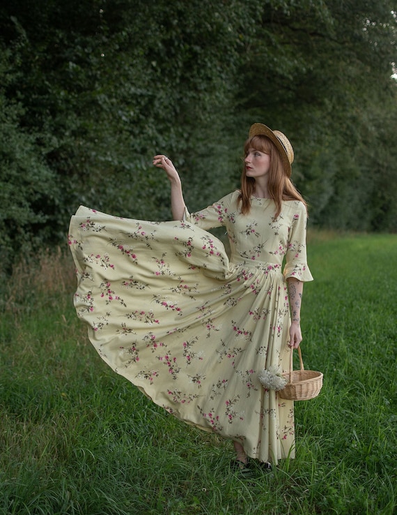 Vintage Inspired Floral Cottagecore Dress Long Linen Dress Prairie Dress Summer Autumn Women Dress Xiaolizi Vacation Dress 3053 Etsy