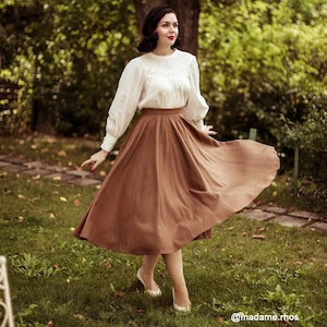 Wool skirt, Brown Wool Circle skirt, Long Wool skirt, 1950s skirt, High waisted skirt, Swing full skirt with pocket, Autumn skirt 2388#