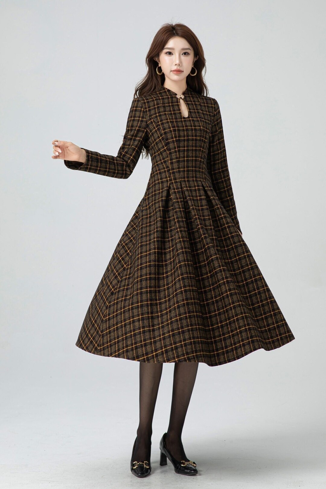 Maroon Fully Stretchable Imported Woolen Long length Dress With stylish Woolen Shrug main image 1