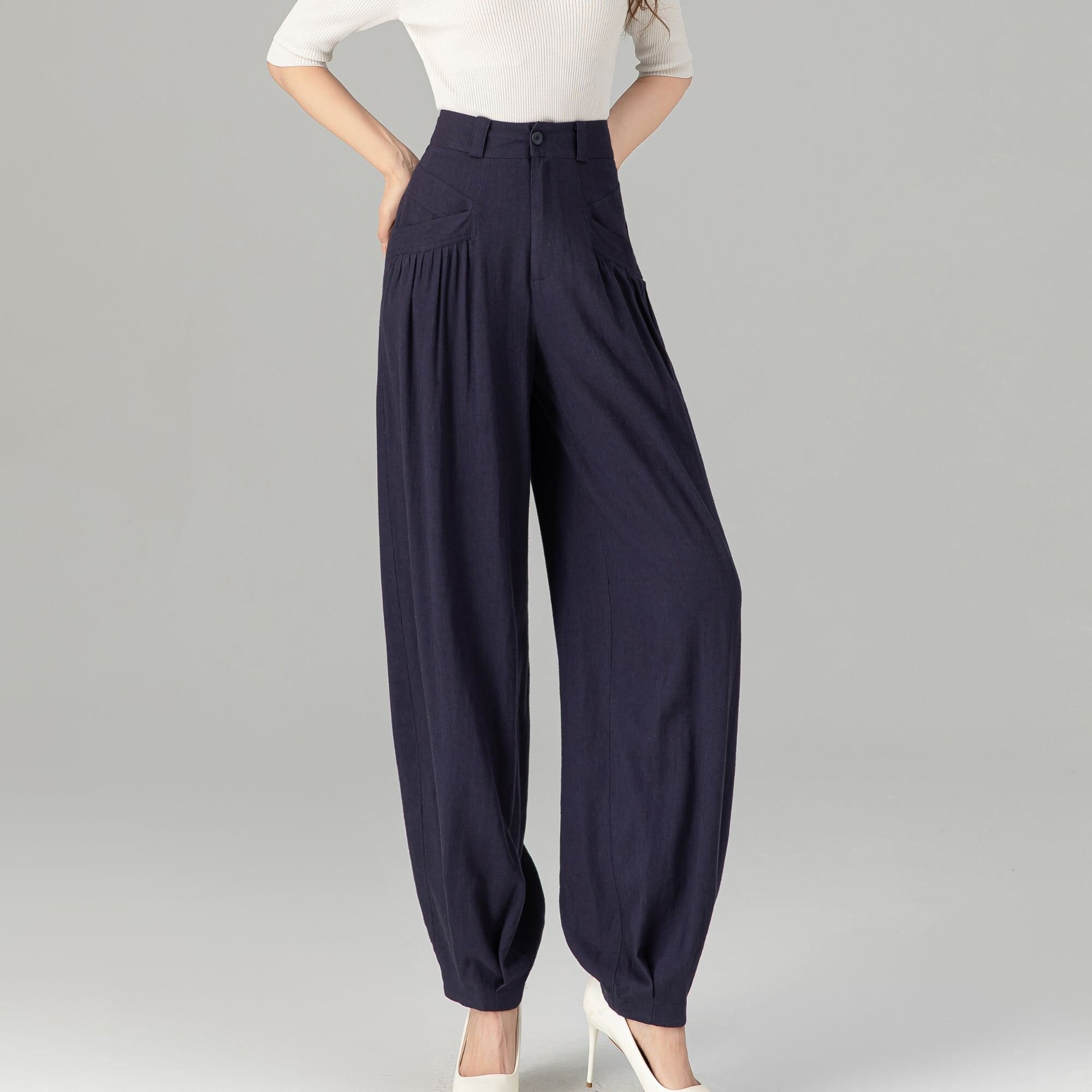 Linen Pants, Wide Leg Linen Pants, Womens Linen Baggy Pants