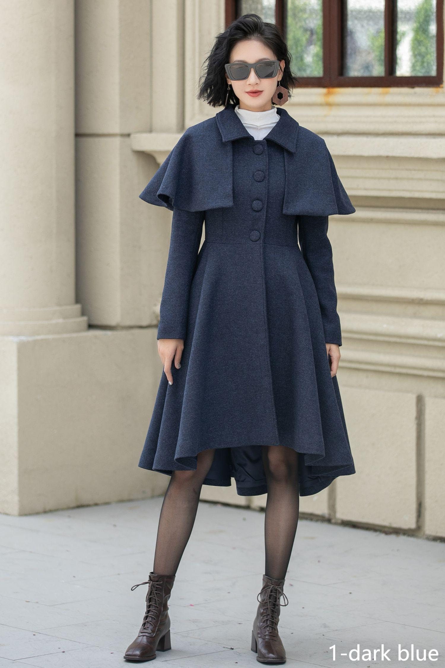 Wool Coat, Princess Wool Coat, Wool Cape Coat, Swing Wool Wool Coat, Princess Wool Coat, Wool Cape Coat, Swing Wool