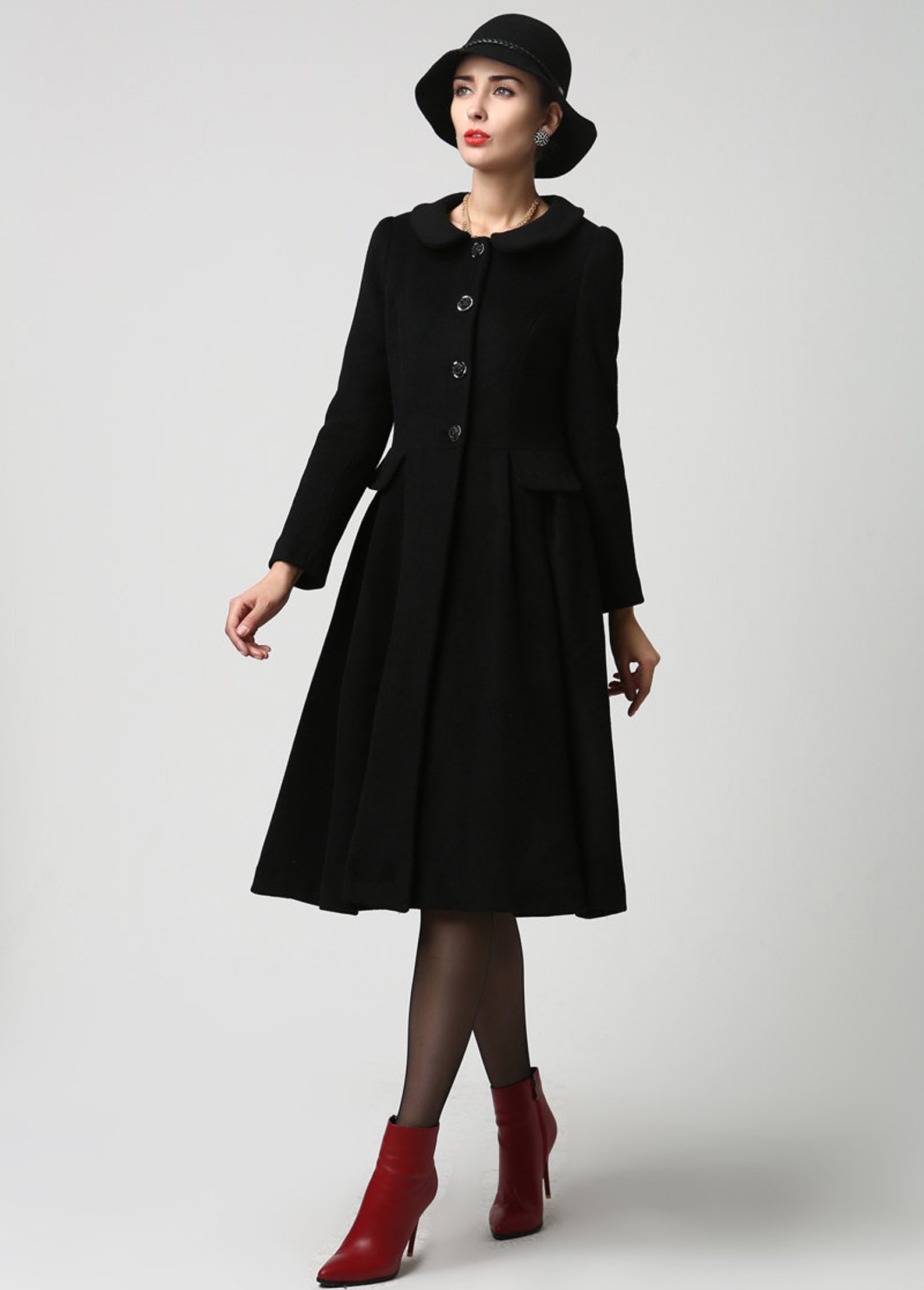 Long black coat wool jacket dress coat womens jackets Etsy