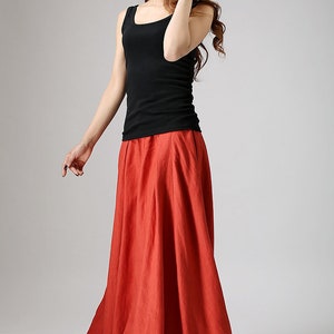 Long linen skirt, Maxi linen skirt, Linen skirt, long lagenlook skirt, Asymmetrical Skirt, long skirts for women, skirt with pockets 0896 image 3