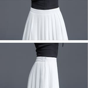 Women's White Chiffon Midi Skirt, Soft Pleated Chiffon Skirt, A Line Summer Skirt, High Waist Skirt, Daily/Travel/Party Handmade Skirt 2901 image 7