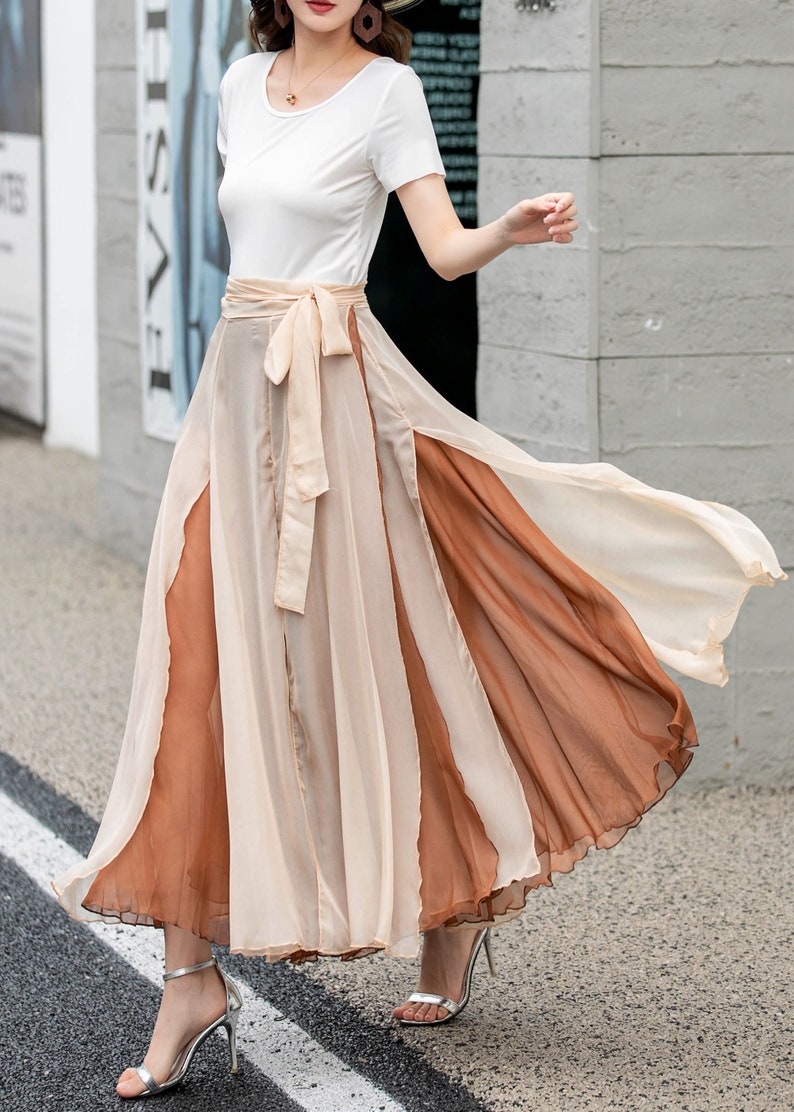 Chiffon skirt, Boho Chiffon Wrap Skirt, Summer Swing Chiffon midi Skirt, Long chiffon Skirt for Women, Flowy Long Skirt, Xiaolizi 4277 image 1