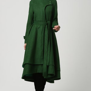 Asymmetrical Wool Coat in Green, Long Wool Coat, Gothic Coat, Winter ...