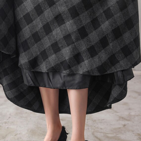 Womens A Line Woolen Plaid Maxi Retro Winter Skirt 3103 Womens A Line Woolen Plaid Maxi Retro Winter Skirt 3103
