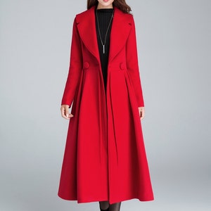 Wool Princess coat, Dress Coat, 1950s Vintage inspired Swing coat, Long wool coat women, winter coat women, fit and flare coat 1640 image 2