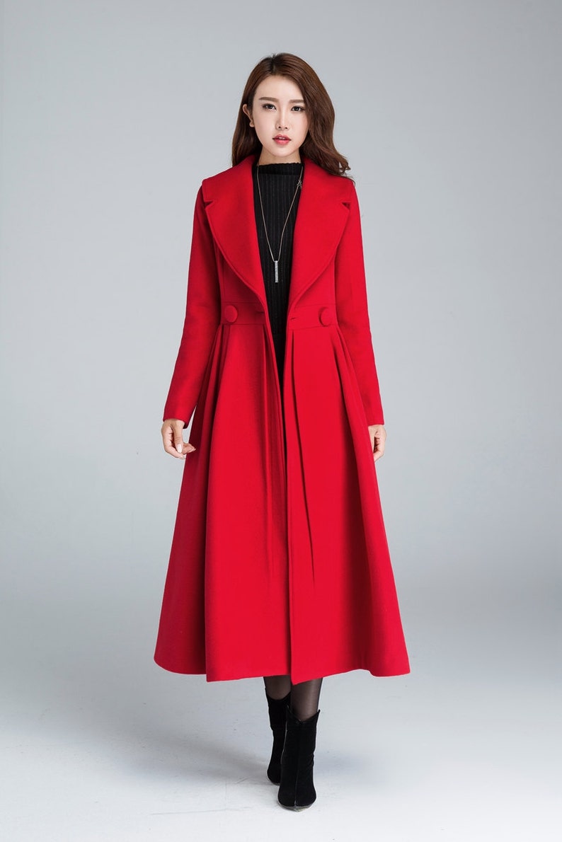 Wool Princess coat, Dress Coat, 1950s Vintage inspired Swing coat, Long wool coat women, winter coat women, fit and flare coat 1640 image 2