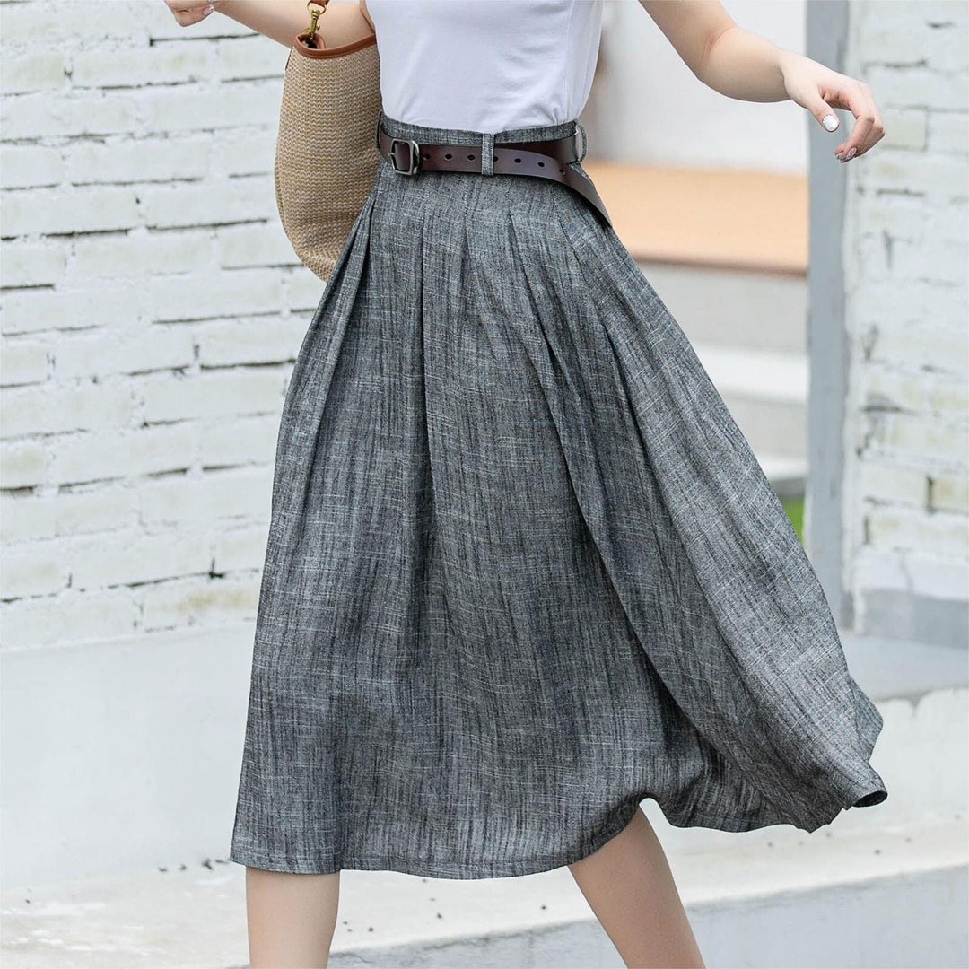 【THE MOZZ】Julie Linen Setup SKIRT THE MOZZ】Julie Linen Setup SKIRT Julie Pocket Front Linen
