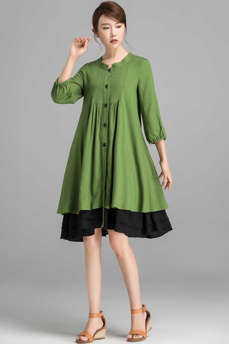 Linen Shirt dress Button front Linen dress Linen Midi dress | Etsy