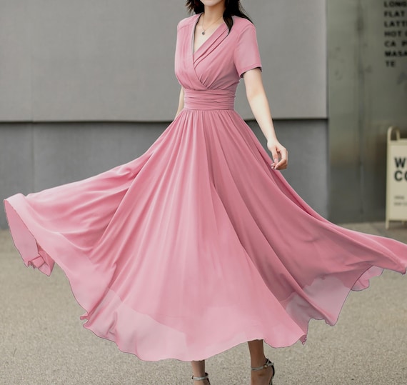 strapless open back dress Flowy Summer Pink Watercolor Maxi Dress – Shop the Mint main image 1