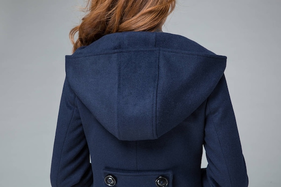 minimalist coat, navy coat, hooded coat, wool coat, winter coat, warm jacket 1842 minimalist coat, navy coat, hooded coat, wool coat, winter coat, warm jacket 1842