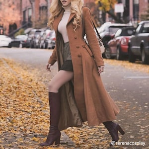 Long Wrap Coat, Pleated Autumn Winter Jacket for Women Ofelia