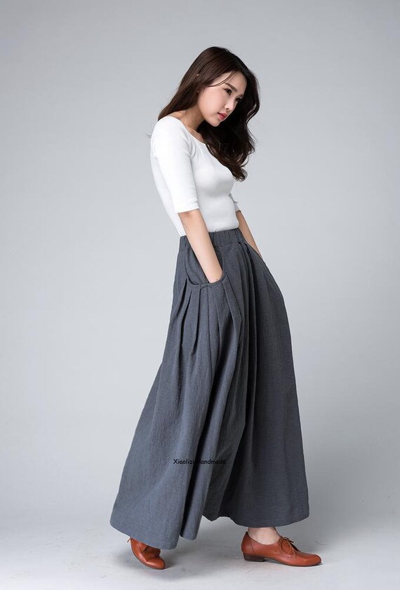 plus size pleated maxi skirt