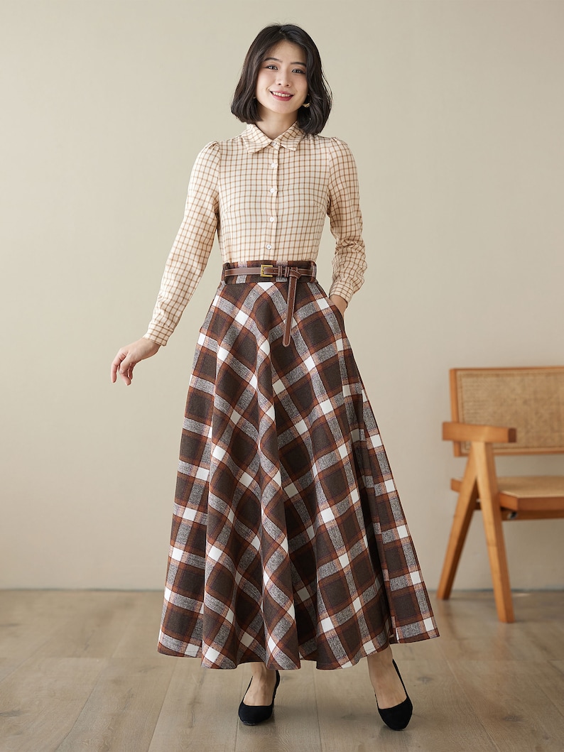 1950s Clothing & Fashion for Women     Tartan wool skirt Long wool skirt Maxi wool plaid skirt for women A line wool skirt Swing plaid wool skirt Custom skirt Xiaolizi 4625  AT vintagedancer.com