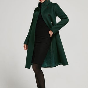 Emerald Green coat, Vintage Inspired Classic Wool Coat, Winter coat women, wool coat Women, Long sleeve coat, A Line wool coat 2313 image 4