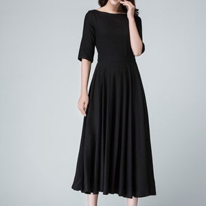Black Linen Dress, Womens Dresses, Black Dress Women, Long Black Dress ...