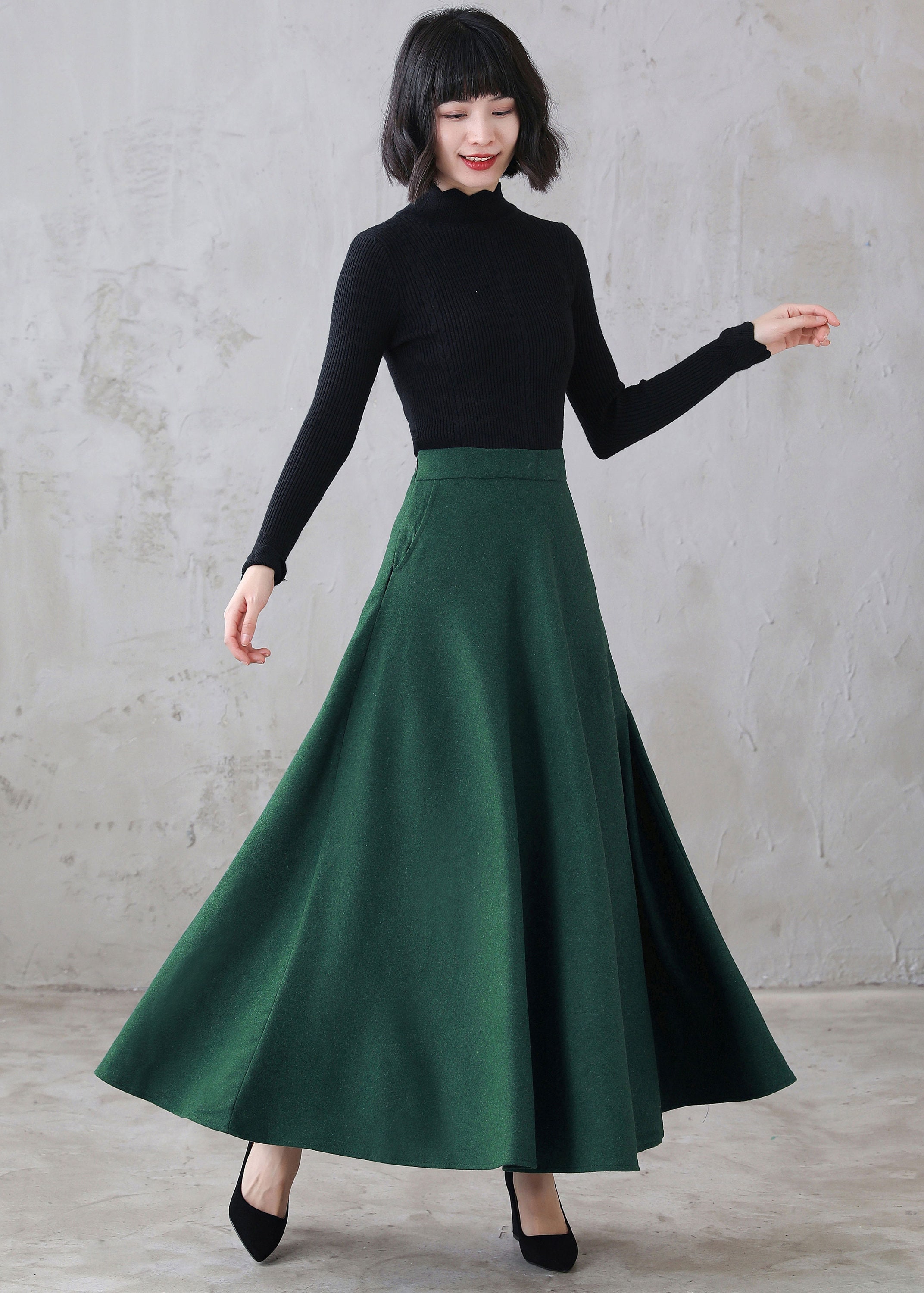 50s Green Long Wool Skirt, Wool Circle Skirt, Vintage Inspired Pleated Long  Skirt, High Waist Skirt, Swing Skirt, Autumn Winter Skirt 1641 -   Australia