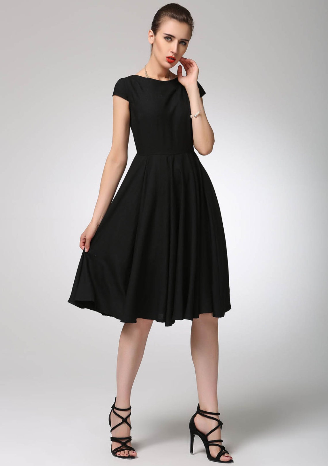 casual knee length black dress