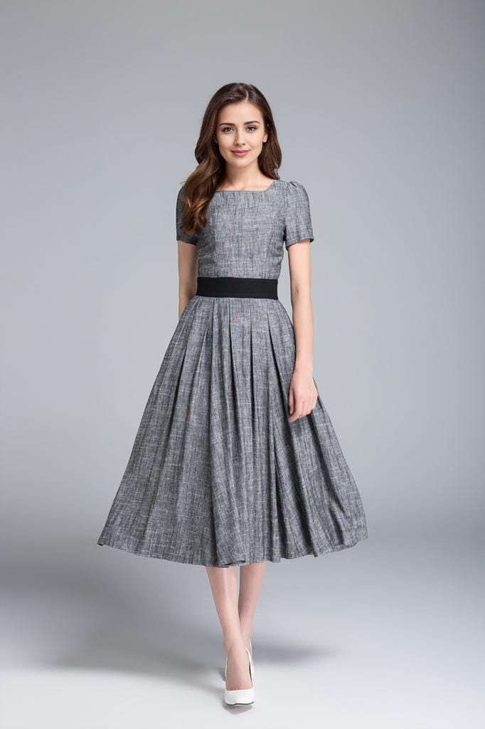 ladies formal tea length dresses Blue Retro 50s Tea Length Prom Dress Formal Dress CC3005 Size 16 / Other main image 0