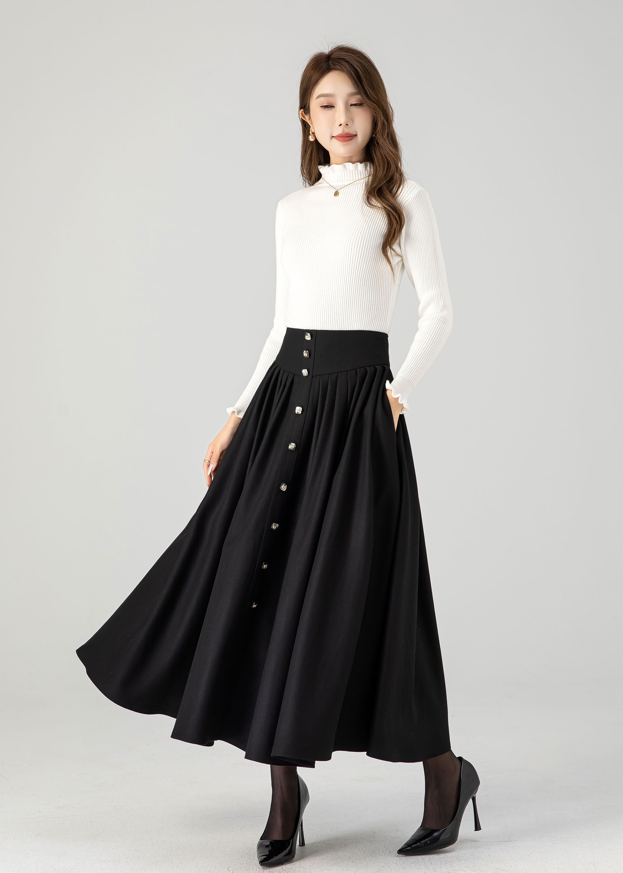 新品 JUUKIFF GATHERED SKIRT IN WOOL Future Present - UJOH | Random Hem Gathered Skirt