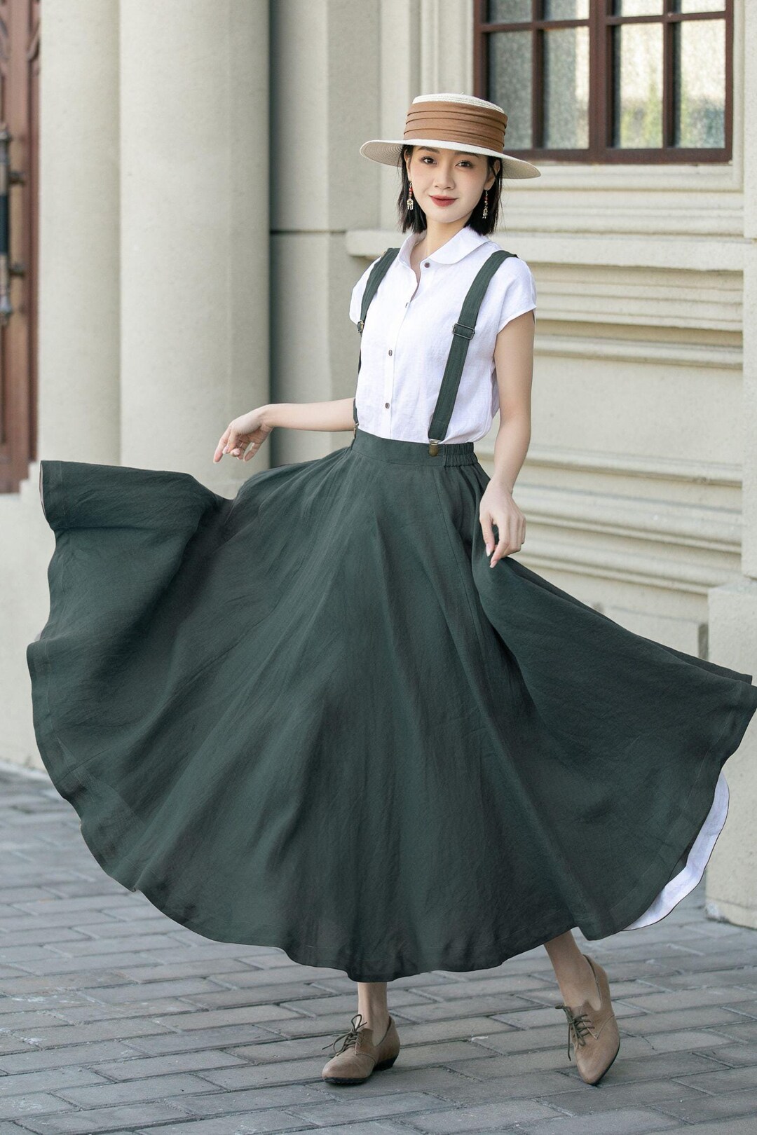 スカート MEDI LAYERED SUSPENDER I LINE SKIRT Ameri（アメリ）の「MEDI LAYERED SUSPENDER I LINE SKIRT