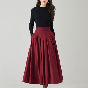 Wool skirt, Midi wool skirt, Swing wool skirt, Burgundy wool skirt, Womens wool skirt, Autumn and winter skirt, Custom skirt, Xiaolizi 4528 image 2
