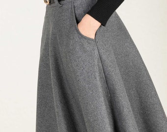 Wool Skirt, Gray Wool Skirt, Winter Skirt Women, Long Skirt