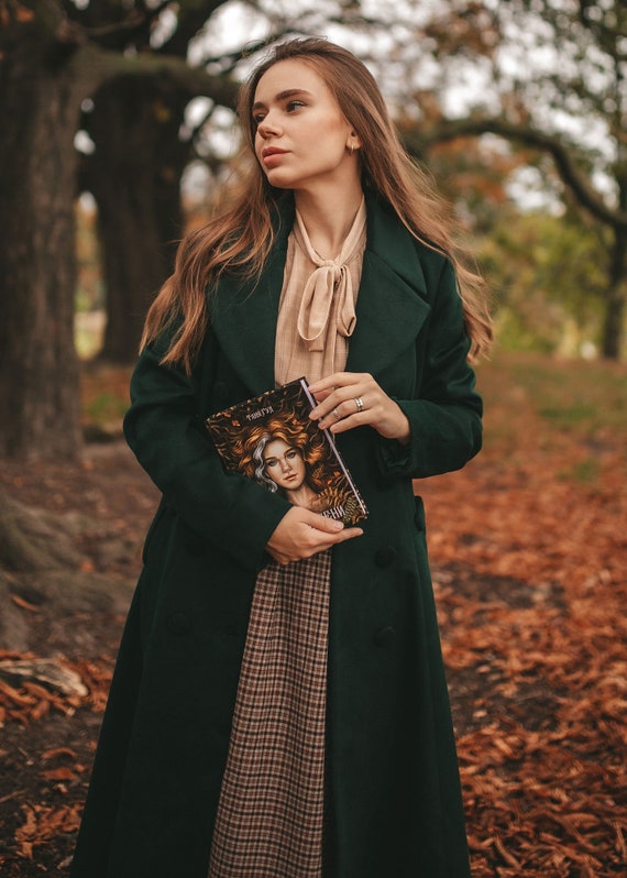 Dark Green Wool Coat Women's Winter Double Breasted Long - Etsy UK
