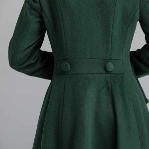 Vintage inspired wool green coat, Long wool coat, Winter coat women, Wool coat women, Double breasted wool coat, Custom coat, Xiaolizi 2398 image 9