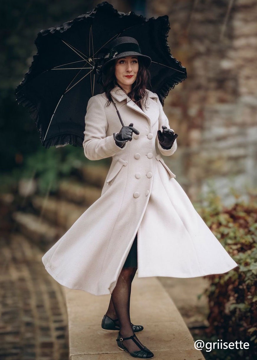 Vintage Inspired Maxi Wool Coat, Double Breasted Trench Wool