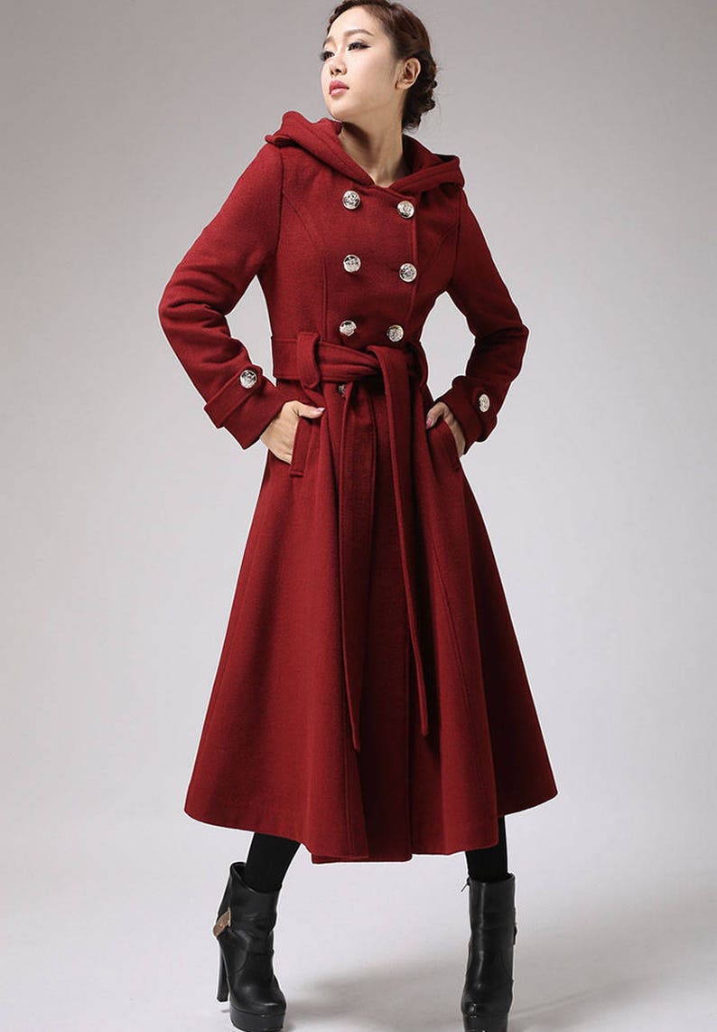 Winter coat trench coat red coat military coat long coat | Etsy