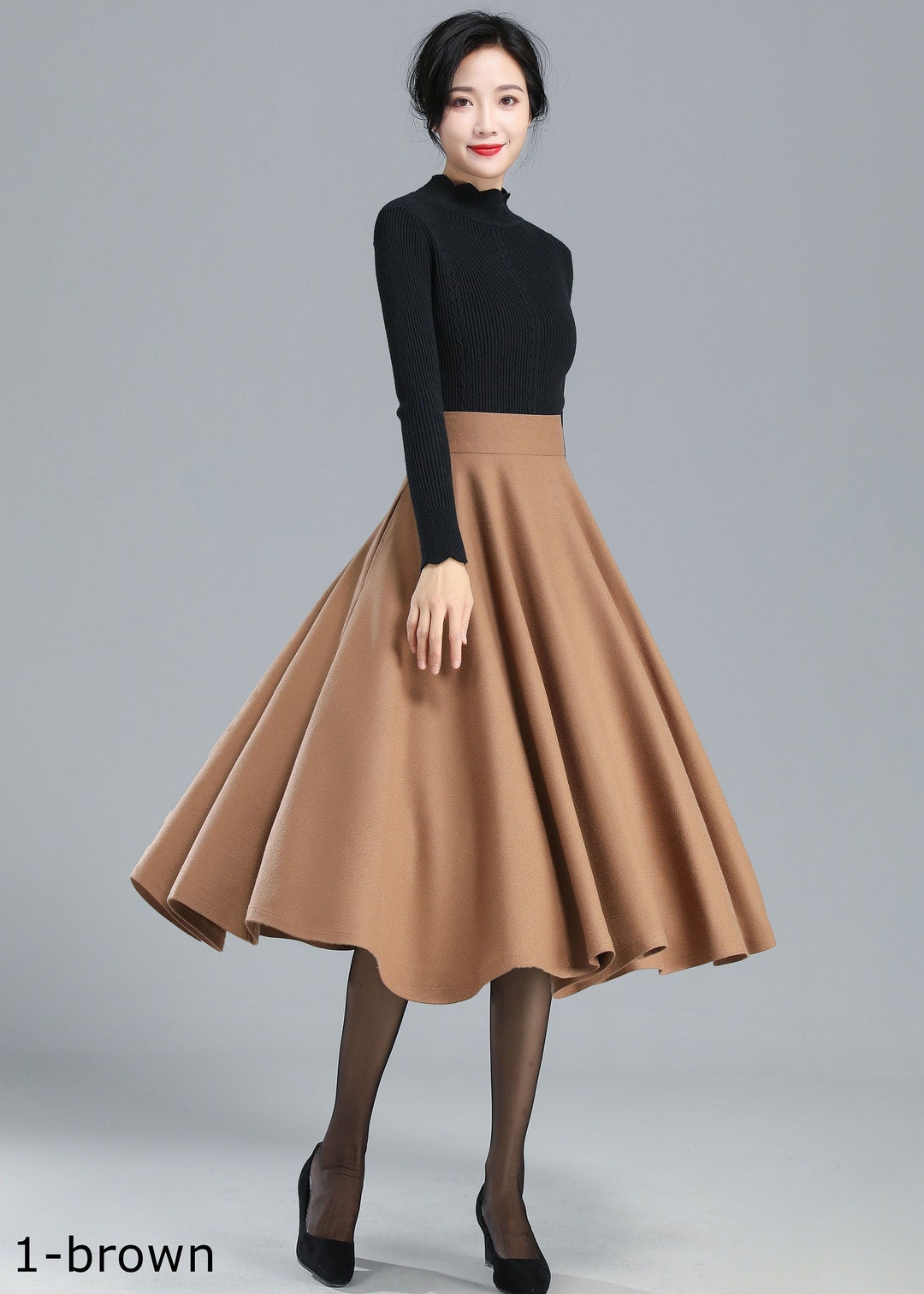 スカート L'Appartement WOOL FLARE SKIRT 38 Wool Skirt, Wool Midi Skirt Women, Wool Circle Skirt, Solid