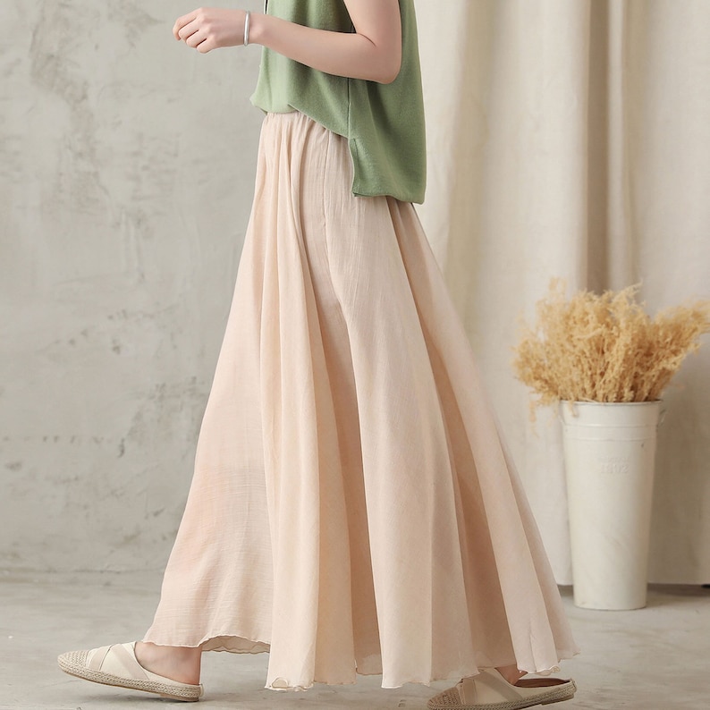 Cotton Maxi Skirt Women, Flowy Long Skirt, Pleated Boho Skirt, Full/Ankle Length Skirt, Plus Size Circle Skirt, Summer Spring Skirt 2820 image 4