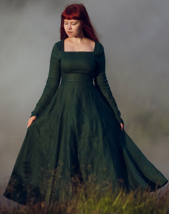 Long Sleeve Linen Dress Women Dress 