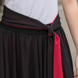 Black Long Chiffon Maxi Skirt Women, Swing Full Circle Skirt, Boho Maxi Skirt, Elastic Waist Chiffon Skirt with Sash, Plus Size Skirt 2714 image 6