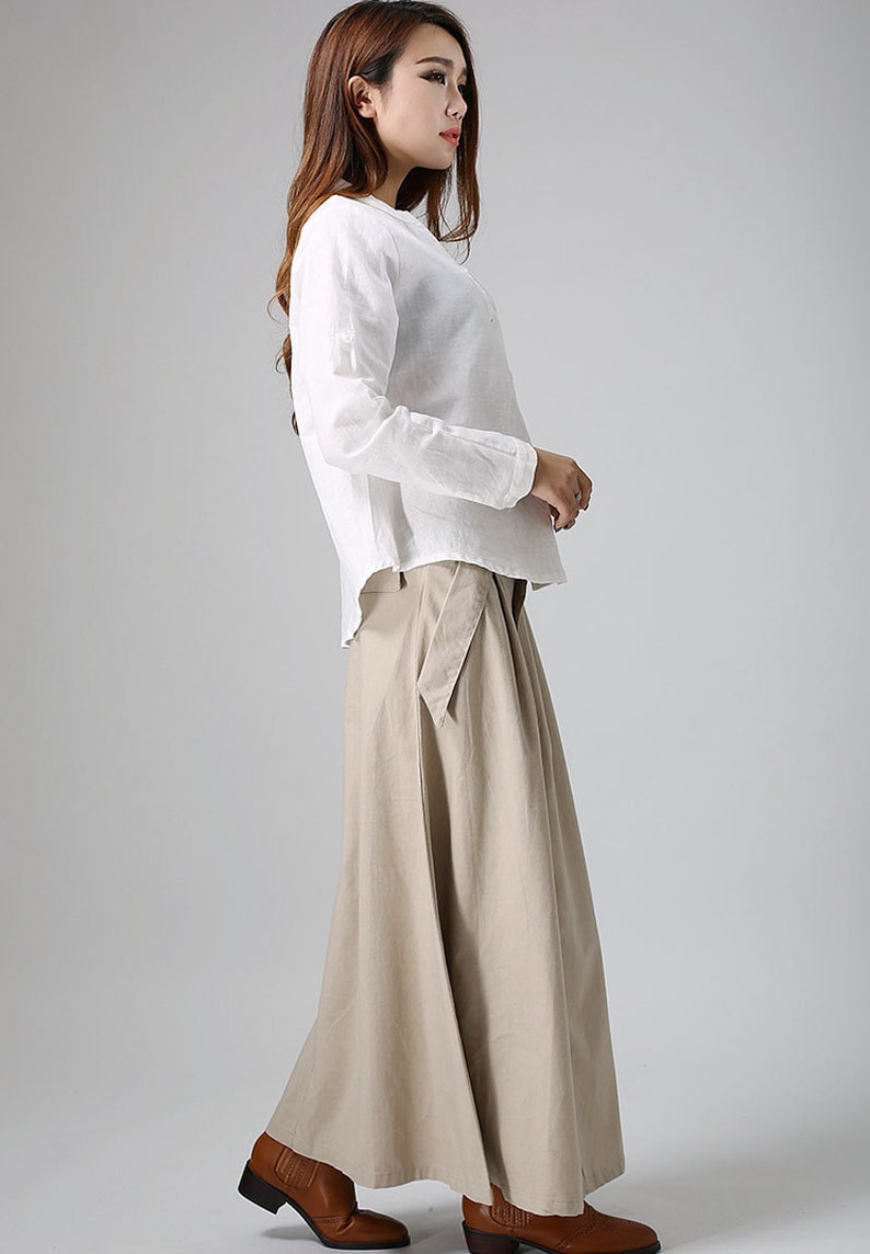 Ladies New Ramie Vest Long Skirt Casual Khaki Suit
