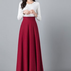 Red maxi skirt, Linen skirt, Maxi cotton Linen skirt, Elastic waist Linen skirt, A line skirt, High waist skirt, Spring skirt 2542 image 6