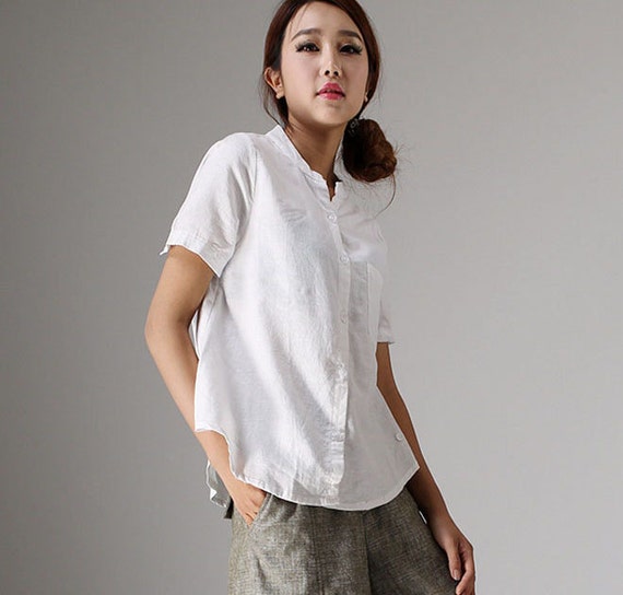 売れ筋商品|||アンナ フィールド シャツ レディース トップス LINEN MIX BUTTON DOWN BLOUSE - Button-down blouse - white Linen Shirt, White Linen Blouse, Women's Shirt, Summer Shirt